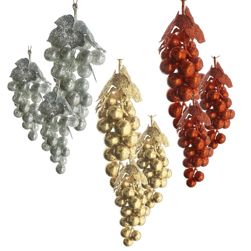 PVC Glittered Grape Cluster Ornaments, 9-piece