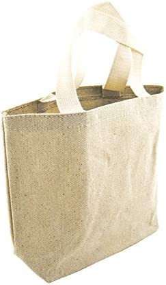 Mini Cotton Tote Bag, 9-inch, Natural, 4-count