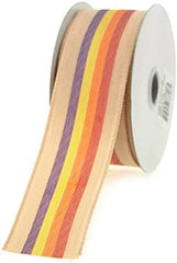 Rainbow Striped Vintage Cloth Ribbon 1-1/2-inch, 10-yard