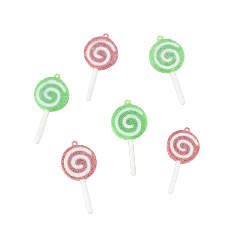 Christmas Miniature Swirly Lollipop Ornaments, 2-Inch, 6-Piece