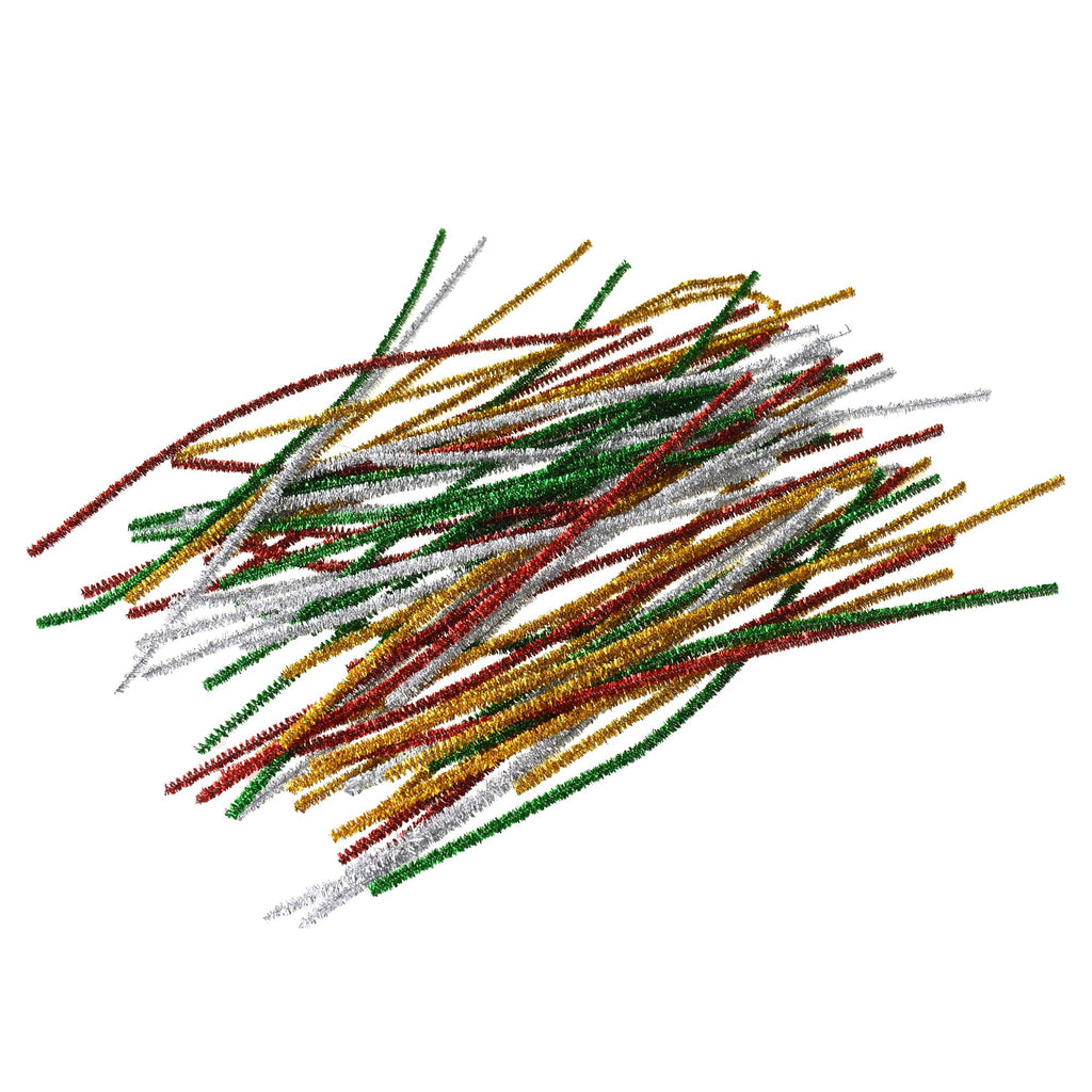 Christmas Tinsel Chenille Stem Pipe Cleaners, 12-Inch, 60-Piece