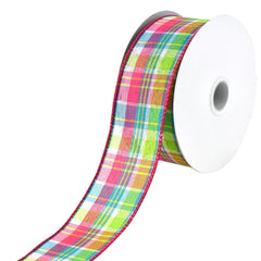 Spring Bertie Plaid Wired Ribbon, 10-yard