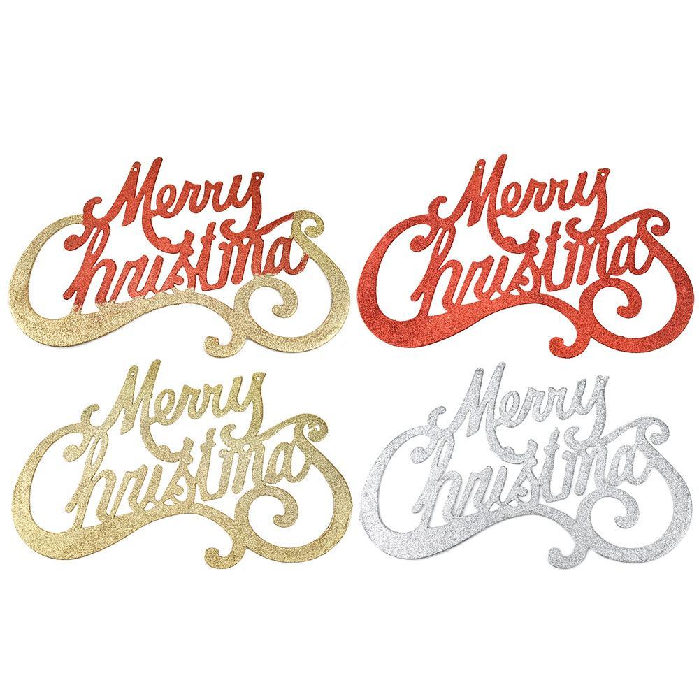 Glittered 'Merry Christmas' Hanging Signs, 17-1/2-Inch, 4-Piece