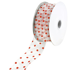 Organza Polka Dots Wired Ribbon, 2-Inch, 50-Yard