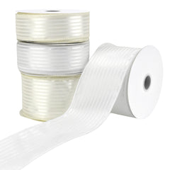 Tuxedo Stripes Satin Wired Ribbon, 10-Yard