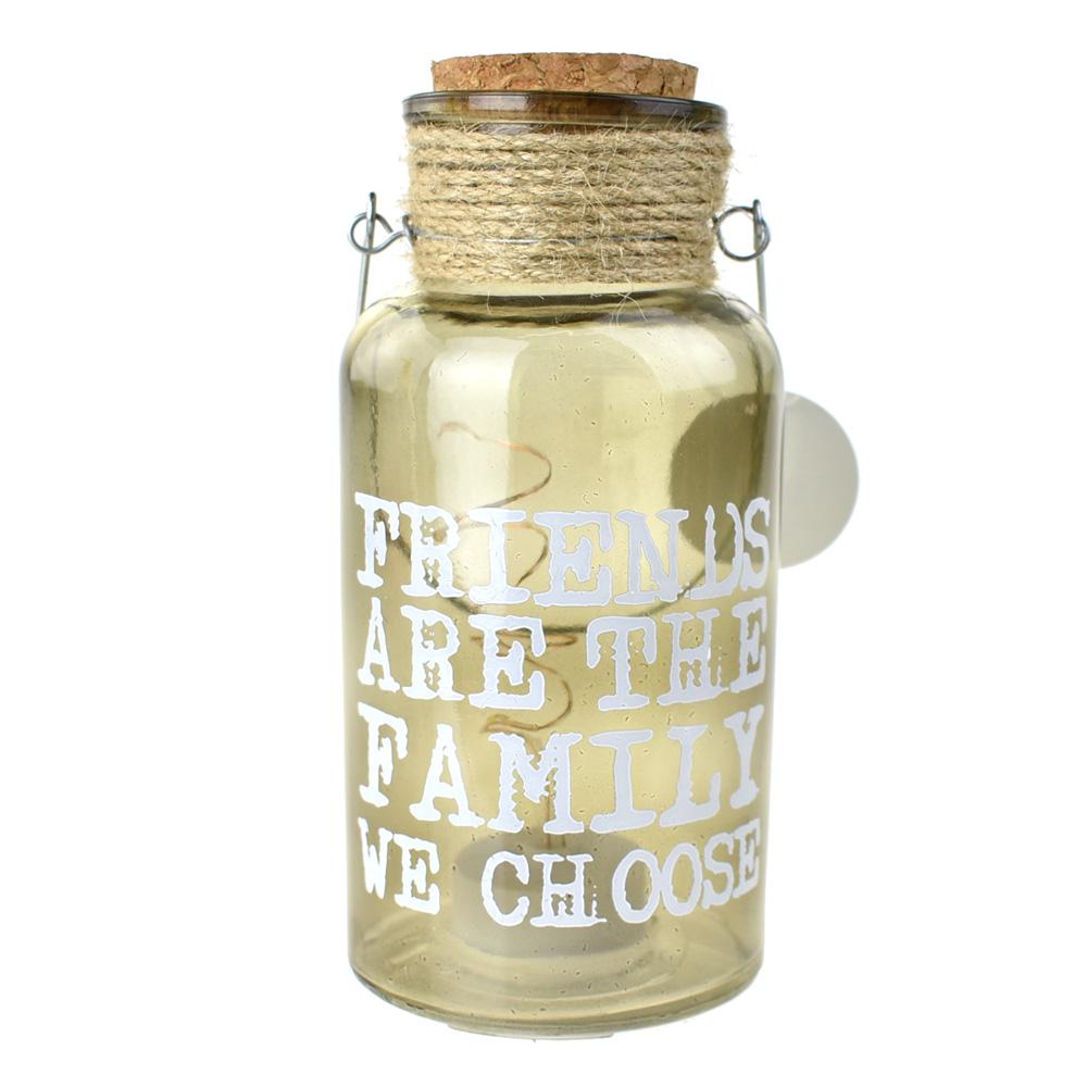 Friends are the Family Glass Jar with Lights, Smoke, 6-1/2-Inch