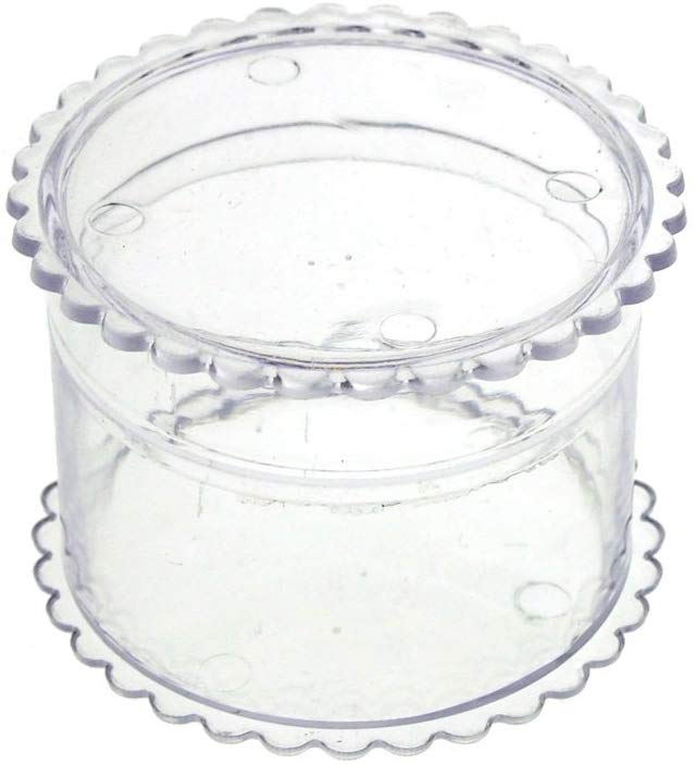 Clear Acrylic Round Favor Boxes with Scalloped Edge, 2-1/2-Inch, 12-Piece