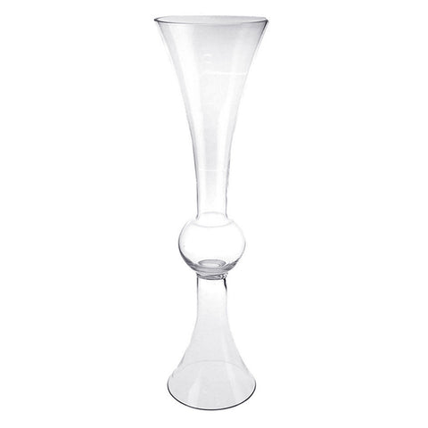 Clear Reversible Trumpet Glass Floral Vase, 30-Inch, 4-Count