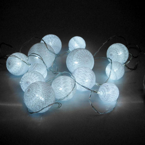 LED String Ball Lights, 13 LED, White, 9-Feet