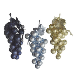 PVC Glittered Grape Cluster Ornaments, 9-piece