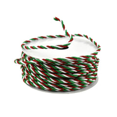 Christmas Glittered Wire Cording, 1/8-Inch, 10-Yard - Red/Green/White