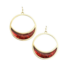 Jewel Toned Accent Circle Drop Dangle Earrings, 1-3/4-Inch