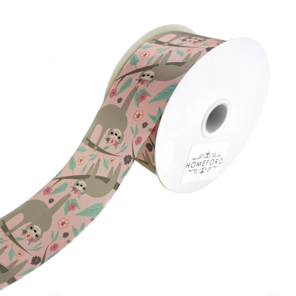 Relaxed Sloth Princess Satin Ribbon, Blush, 1-1/2-Inch, 3-Yard