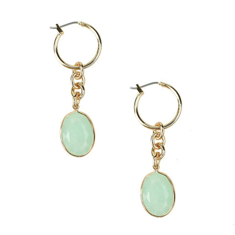 Dangling Gemstone Hoop Earring, 2-Inch