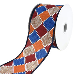 Stitched Checkers Wired Ribbon, 2-1/2-Inch, 10-Yard