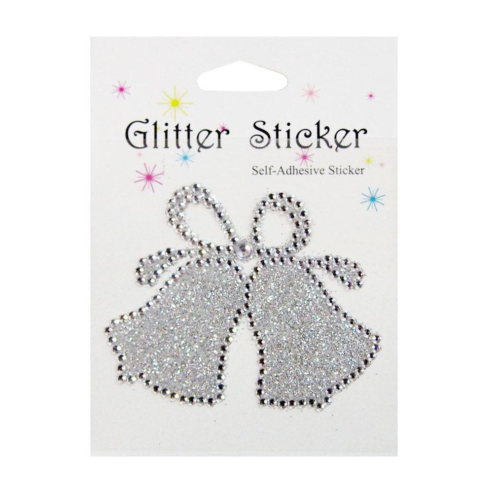 Diamond Glitter Wedding Bells Sticker, 2-3/4-inch