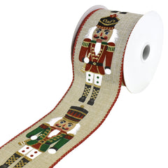 Christmas Nutcracker Soldiers Wired Ribbon, 2-1/2-Inch, 10-Yard