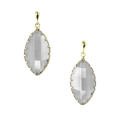 Leaf Shaped Gemstone Drop Earrings, 1-1/4-Inch