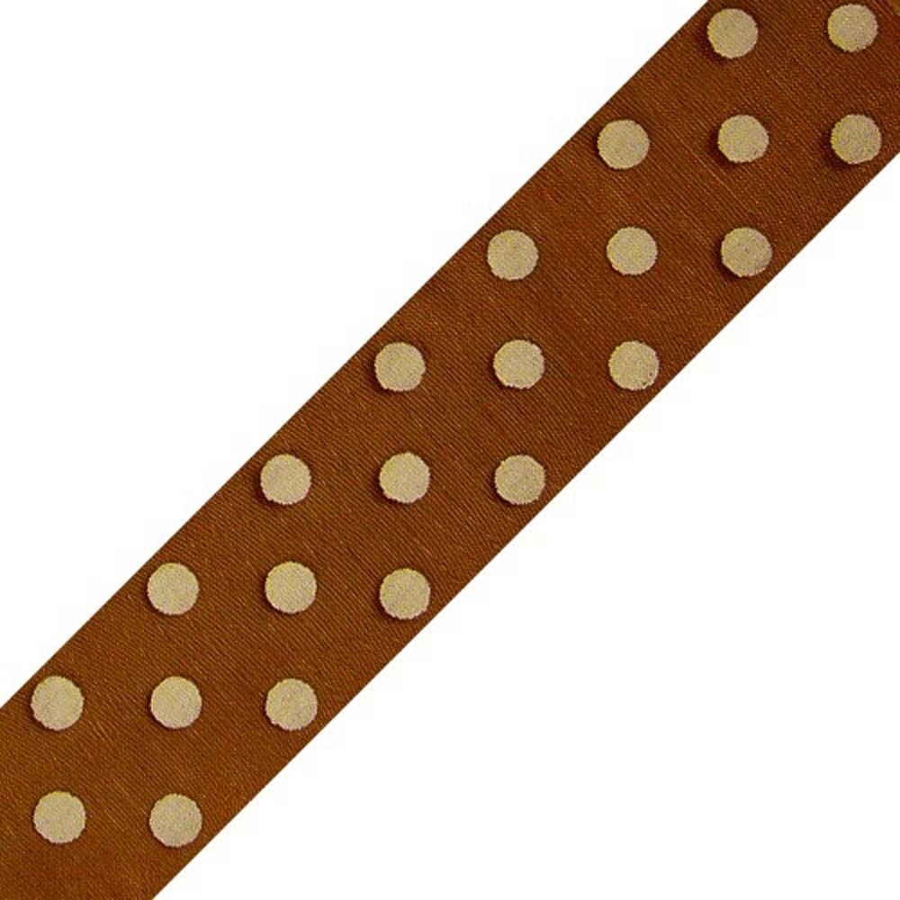 Organza Polka Dots Wired Ribbon, 2-inch, 50-yard, Copper/White