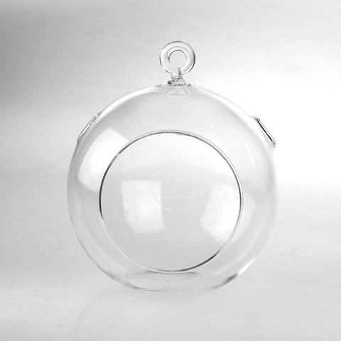 6-Pack, Hanging Globe Glass Terrarium Air Plant Candle Holder, 5-inch, with Hook