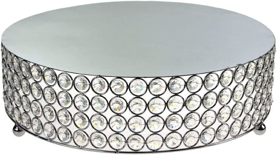 Crystal Metal Cake Stand, Round, 13-3/4-inch, Silver