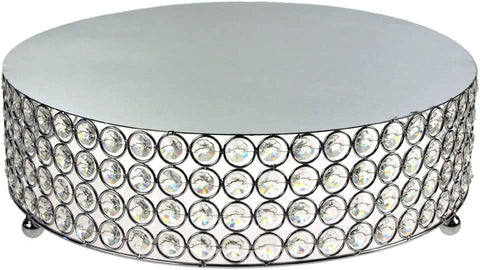 Crystal Metal Cake Stand, Round, 13-3/4-inch, Silver