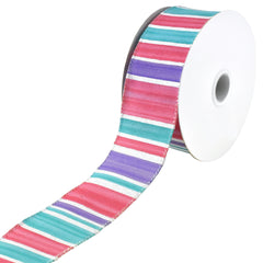 Cotton Candy Ombre Stripes Wired Ribbon, 10-yard