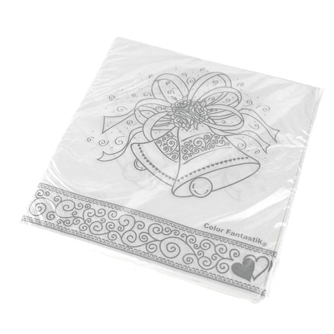 Paper Wedding Bell Printed Cocktail Napkins, White, 6-1/2-Inch, 16-Count