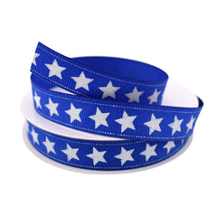 Patriotic Stars Dotted Edge Grosgrain Ribbon, 5/8-inch, 10-yard