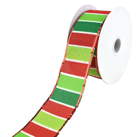 Thick Christmas Stripes Wired Ribbon, 1-1/2-Inch, 10-Yard