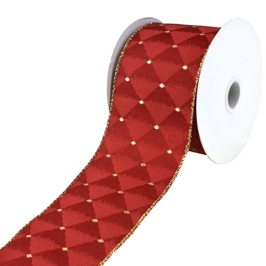 Christmas Royal Faux Studded Diamonds Wired Ribbon, 2-1/2-Inch, 10-Yard