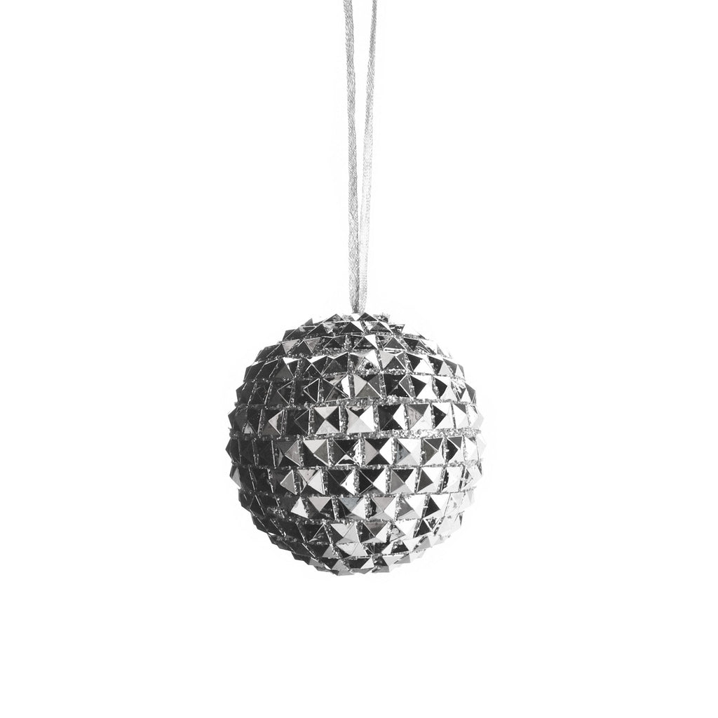 Studded Pattern Ball Christmas Ornament, Silver, 2-3/4-Inch