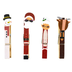 Christmas Characters Clothespins, 2-7/8-Inch, 4-Piece