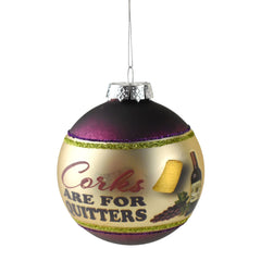 Wine Lovers Christmas Ball Ornaments, 2-3/4-Inch, 3-Piece