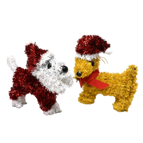 Christmas Tinsel Dogs Decorations, 6-Inch, 2-Piece