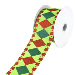 Harlequin Glittered Striped Edge Wired Ribbon, 2-1/2-Inch, 10-Yard