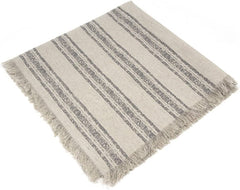Fringed Linen Sheet w/Stripes, 19-1/2-inch x 19-1/2-inch