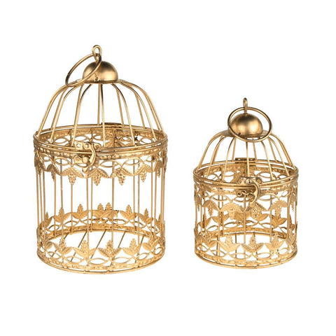 Gold Metal Wedding Bird Cage Centerpiece, Small, 2-Piece