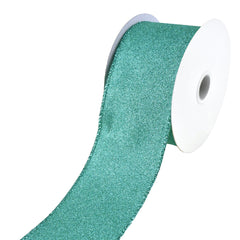 Christmas Flat Glitter Wired Edge Ribbon, 10-Yard