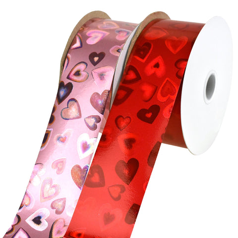 Valentine's Day Holographic Hearts Ribbon, 1-3/8-Inch, 25-Yard