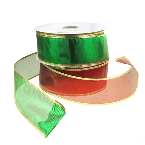 Gleam Wired Metallic Christmas Holiday Ribbon, 2-1/2-Inch, 50 Yards