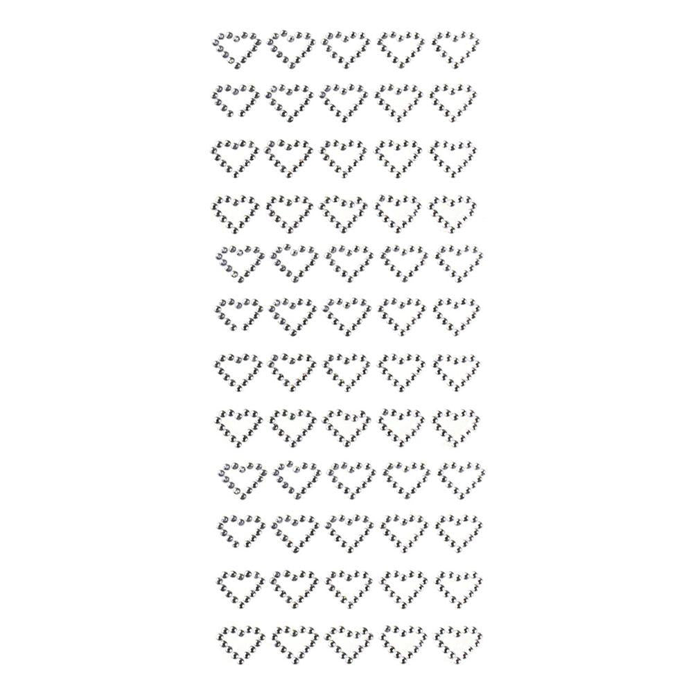 Heart Rhinestone Stickers, 1/2-Inch, 60-Count, Silver