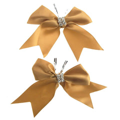 Pre-Tied Satin Bows with Rhinestone, 4-Inch, 2-Piece