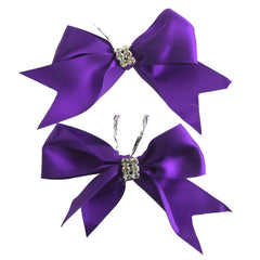 Pre-Tied Satin Bows with Rhinestone, 4-Inch, 2-Piece