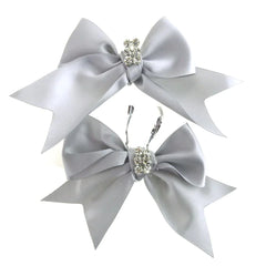 Pre-Tied Satin Bows with Rhinestone, 4-Inch, 2-Piece