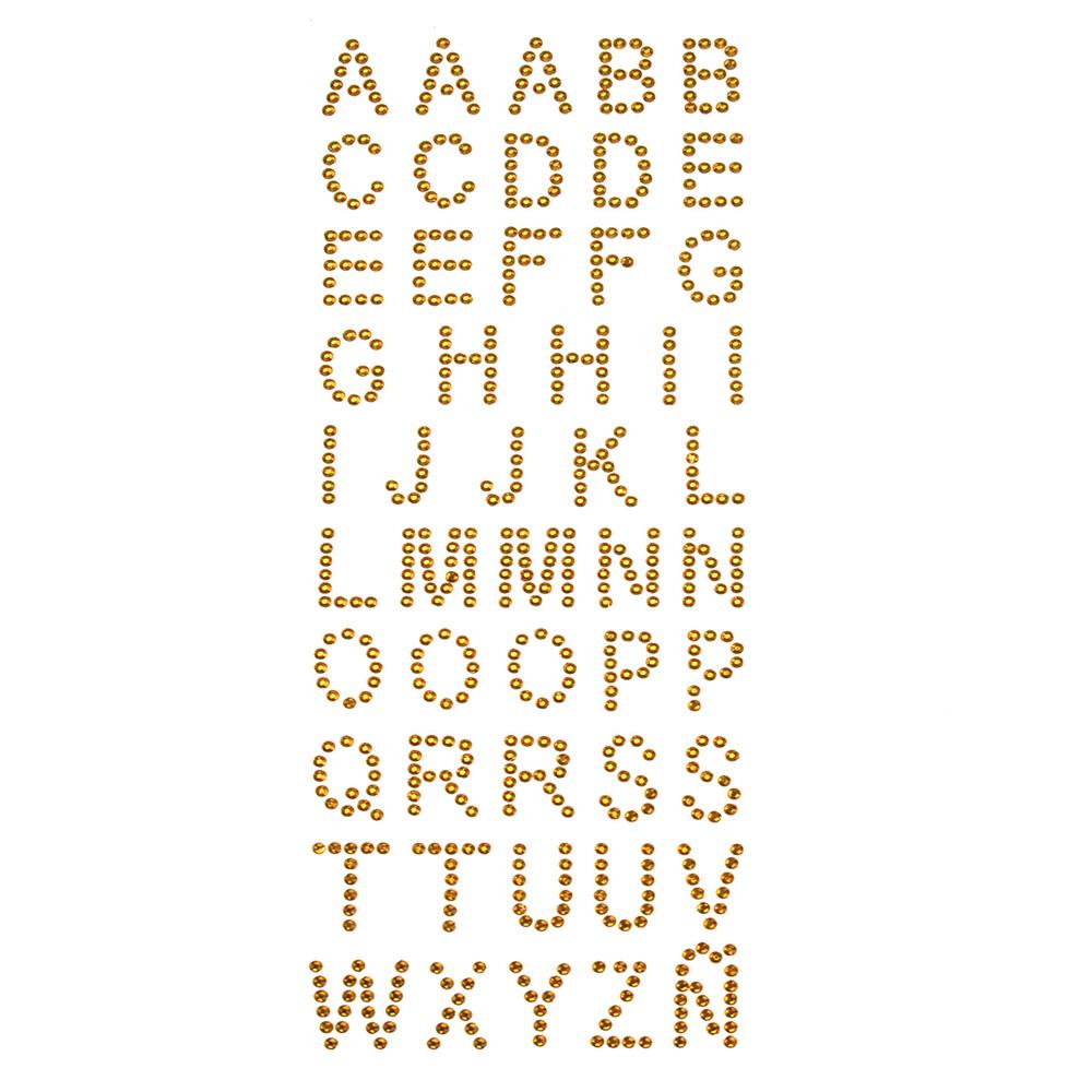 Alphabet Letters Rhinestone Stickers, 1-inch, 50-count