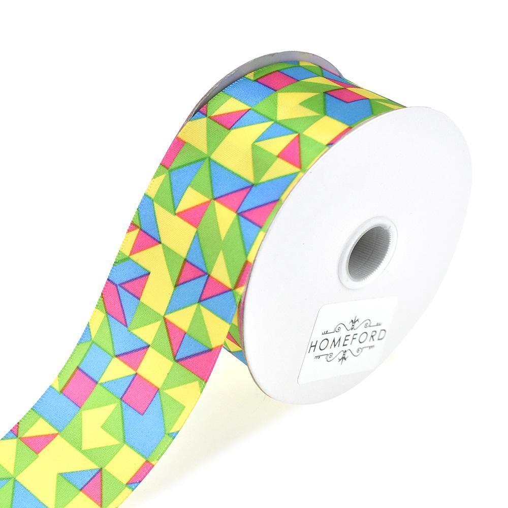 Geometric Pop Pattern Printed Ribbon, 1-1/2-Inch, 3-Yard