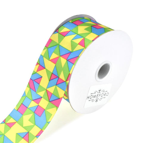 Geometric Pop Pattern Printed Ribbon, 1-1/2-Inch, 3-Yard