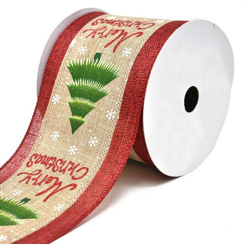 Evergreen Wired Christmas Ribbon, 4-Inch, 10-Yard