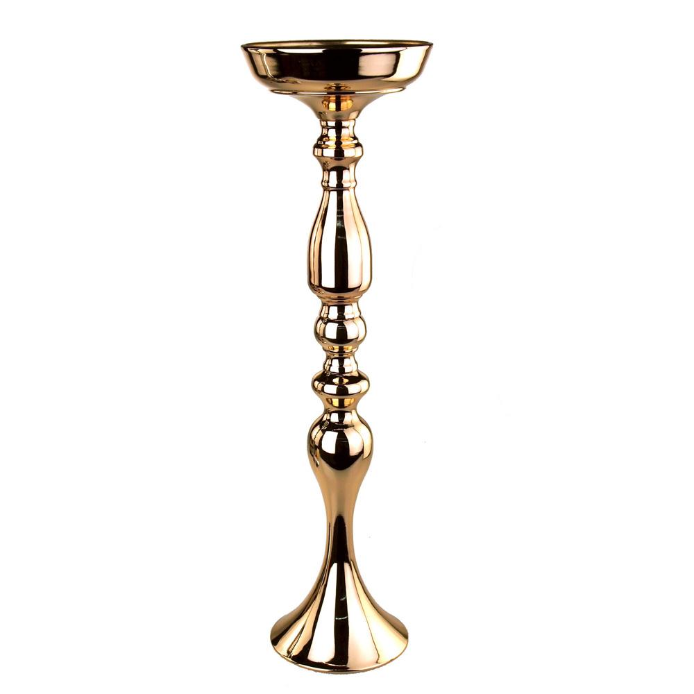 Tall Candle Holder Stand Metal Centerpiece, Gold, 21-Inch